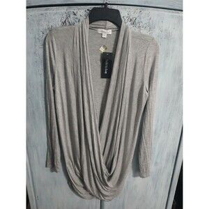 Free To Live V neck Cowl Long Sleeve Top Nwt Gray Small Comfy Classy